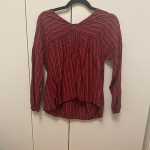 Madewell Burgundy Striped Blouse